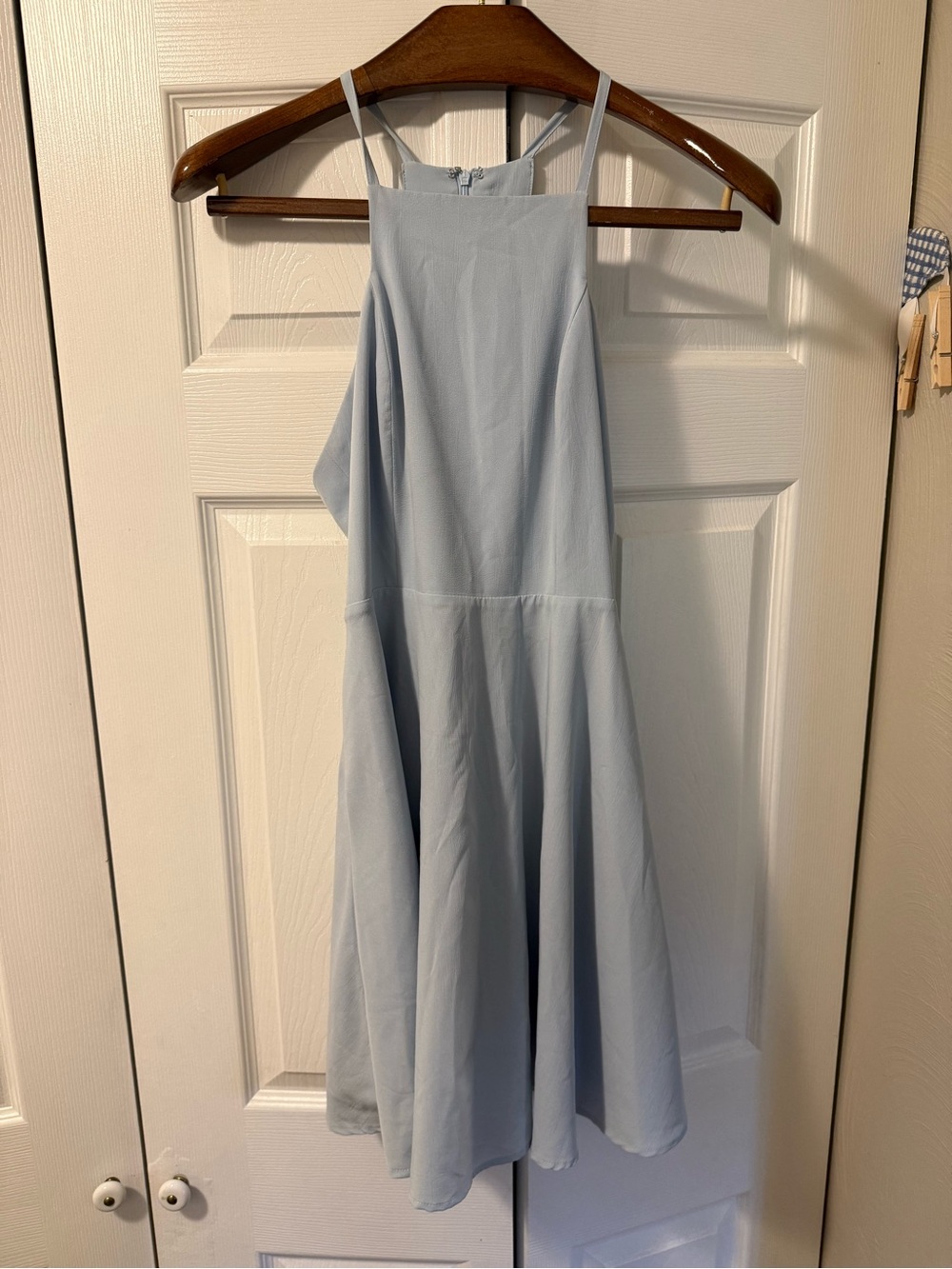 Lulu's Pale Blue Halter Mini Dress
